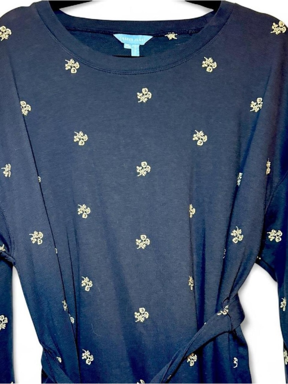 Draper James "Bobbie" Embroidered Belted 100% Cotton Sweatshirt Dress - Picture 3 of 8